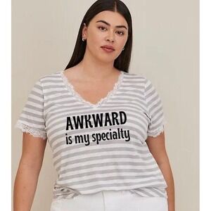 Size 5x Awkward is my specialty Plus Size Handmade Graphic Torrid Tee